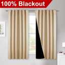 NICETOWN Bedroom Full Blackout Cold Reducing Curtain Panels, Super Thick Insulated Window Covers, Truly Blackout Draperies with Black Liner for Bathroom Window (Biscotti Beige, Set of 2, 52 by 63)