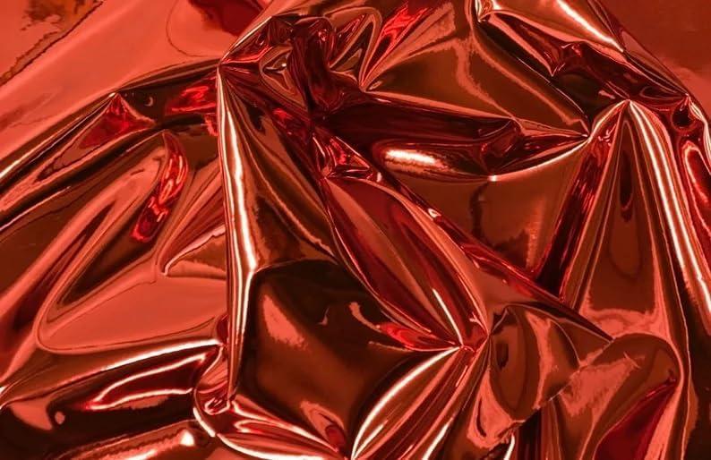Luvfabrics Chrome Mirror Glossy Vinyl Fabric for Shoes Bags Clothing Upholstery Sewing (Red)