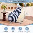 Outdoor Bean Bag Chair, Pear Shaped Outdoor Beanbag Sofa Waterproof Sunproof Breathable Fabric Patio Chair for Home Patio Poolside Dorms 29 x 29 x 27 Inches(Blue White Stripes), 29.13 x 29.13 x 27.17 inches