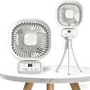 3 in 1 Desk Fan with Detachable Stand, Stroller Fan for Baby, Turbo Table Fan for Bedroom with Desk Lamp, 270 Oscillating Head, 100-Speed Digital Display, Silent, White
