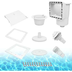Above Ground Pool Skimmer, ABS Standard Thru-Wall Skimmer with Accessory Kit, Swimming Pool Skimmer, Opening Width 6 Inches Fits for All Standard Pool Wall, Replace #SP1091LX, 8940,45-400