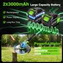 Kihoplly 12" Stringless Weed Wacker Cordless Eater, 21V 6000mAh Battery Powered Grass Trimmer Brush Cutter, 4-in-1 Wheeled Lawn Edger with Blades, Electric String Trimmer 2 Batteries and Charger