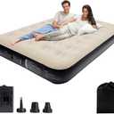 Oversized Twin XL Air Mattress with Built-in Pump, Quick One-Click Inflation & Deflation,Portable Inflatable Mattress Blow up Bed for Home, Camping and Office 10Inch (Black and White)
