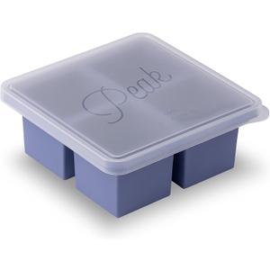 W&P Cup Cubes Silicone Freezer Tray with Lid, Blue, Makes 4 Perfect 1-Cup Portions, Freeze & Store Soup, Broth, Sauce, Leftovers, Dishwasher Safe, 4-Cup