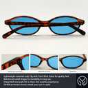 Retro Oval Sunglasses for Women Small Oval 90s Sunnies Trendy Narrow Cat Eye Vintage Shades 2 Pack