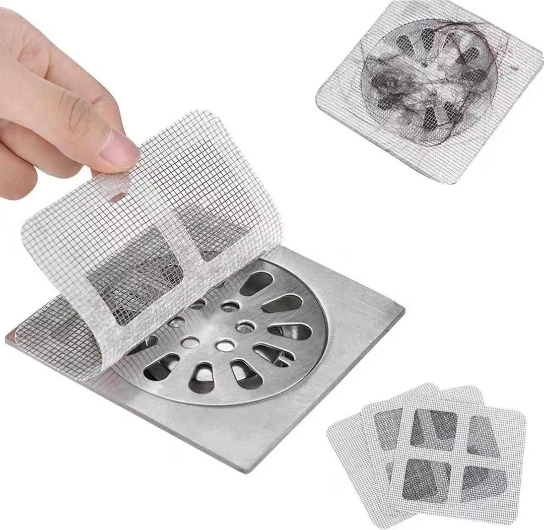 50PCS Disposable Shower Drain Hair Catcher, Adhesive Drain Cover Trap for Bathtub & Shower, 44" Disposable Hair Stopper for Bathroom, Sink & Laundry, Strong Stick-On Hair Trap Prevents Clogs