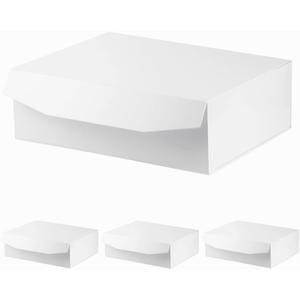 White Extra Large Gift Box with Lid 4 Pcs 16.5 x 13 x 5.3 Inches, Gift Box large White Gift Boxes for Presents Clothes Robe Wedding Dress Sweater,Reusable Foldable Bridesmaid Proposal BoxGlossy