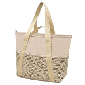 lifwimner Waterproof Beach Bag Sandproof Swiming Tote Bag with zipper large Mesh Pool Bag(Beige)