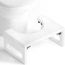 AmazerBath Bamboo Toilet Stool, 7 Inches Foldable Squatting Potty Stools for Adults, Non-Slip Pooping Stool for Bathroom, 0.79" Thickness Poop Foot Step Stools for Kids, White