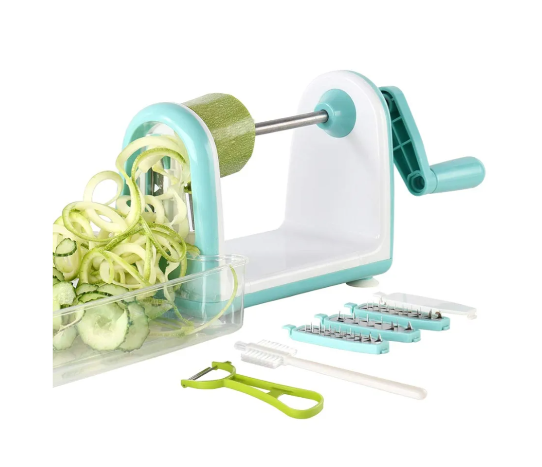 Ourokhome Zucchini Noodle Maker Spaghetti Spiralizer - 5 Blades Vegetable Slicer for Veggie Noodles and Curly Chips