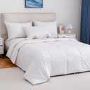 Lightweight Goose Down Fiber Comforter King Size, Cooling Summer Duvet Insert for Hot Sleepers, Soft Fluffy Hotel Luxury Bedding, Breathable 100% Cotton Cover, White, 106x90 Inches