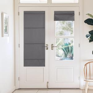 NICETOWN Roman Shades for Windows, Window Treatments Room Darkening French Door Covering, No Drill, Easy Installed Door Curtains, Adjustable Roller Shade for Office, 1 Panel, 27" W x 64" L (Grey)