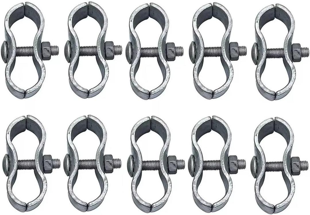 Plutreas Chain Link Fence Panel Clamps 1-5/8" Dog Kennel Panel Clamps for Round Pipe Panel Frame (Pack of 10)