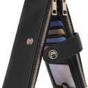 CLUCI Wallet for Women Leather Slim Womens Wallet RFID Blocking Bifold Credit Card Holder with Zipper Pocket (0 Black)