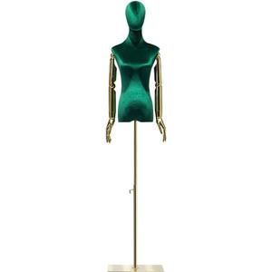 Female Velvet Half Body Mannequin Torso, Green Velvet Upper Bust Dress Form with Golden Arms for Window Display,Golden Square Metal Base with Adjustable Pole, Normal Quality (Green Velvet) Female Velvet Half Body Mannequin Torso, Green Velvet Upper Bust Dress Form with Golden Arms for Window Display,Golden Square Metal Base with Adjustable Pole, Normal Quality (Green Velvet)