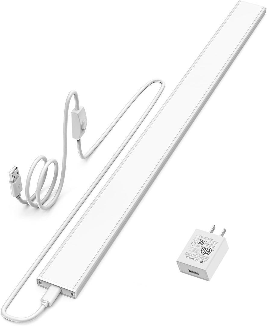 ASOKO Plug-in Under Cabinet Lighting, 24Inch LED Workbench Lights with Super Brighten 900Lumen and Dimmable 6000K Cool White, Memory Function Desk Lamp for Kitchen Sink/Desk/Workbench