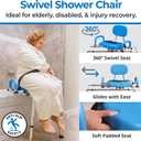 360° Swivel & Sliding Tub Transfer Bench – 450 lbs Capacity, Foam Padded Seat with Backrest, Pivoting Arms, Height Adjustable, for Seniors & Mobility Assistance