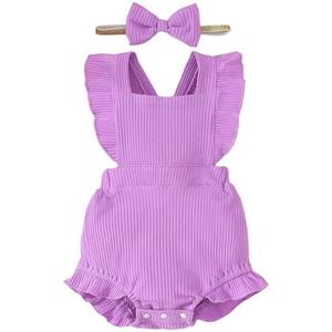 Fullfamous Baby Girl Ruffled Jumpsuit and Headband Set newborn