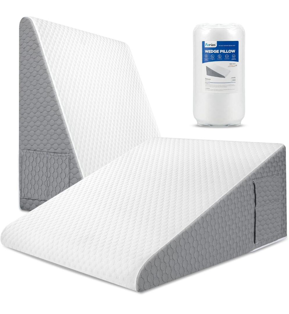Wedge Pillow for Acid Reflux Relief Bed Wedge Pillow for Headboard Triangle Pillow Wedge for Sleeping Post Surgery Legs Back Pain Gerd Snoring, Soft Memory Foam Top & Washable Cover 12" 