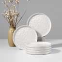 HaWare Stoneware Plates Set of 6, 7.9" Salad Plates, Reactive Glaze Ripple Ceramic Dish Set for Appetizer, Dessert, Scratch Resistant, Small Dinner Plate, Microwave and Dishwasher Safe, Speckled White