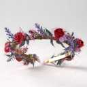 Women's Red Flower Crown Headband - Lace and Foam Hairband with Rose Floral Decoration, Suitable for Weddings, Parties, and Everyday Wear for Women