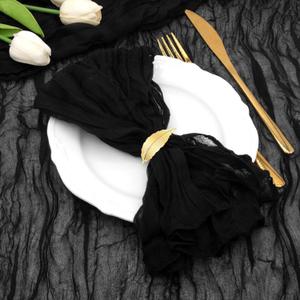 Black Cheesecloth Napkins Set of 12 Cloth Napkins Gauze Napkins Boho Dinner Napkin Bulk 21x21'' for Halloween Wedding Birthday Party Decor