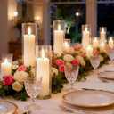 24 Pcs White Pillar Candles and Glass Candle Holders Cylinder Candle Vases for Pillar Candles Hurricane Candle Holders Set for Wedding Party, Event, Home Office Decor