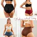 LEVAO Women's High Waist Lace Underwear, Soft Floral Lace Briefs with Full Coverage Panties for Women 4-Pack (Black,blue,burgundy,brown)