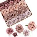 Ling's Moment Artificial Flowers Fake Silk Roses Faux Foam Flower Combo for DIY Wedding Bouquets Centerpieces Arrangements Bridal Shower Party Home Decorations, Dusty Rose & Cinnamon Rose, 26pcs (Pk-dusty Rose & Cinnamon Rose)