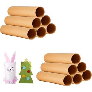 12 PCS Cardboard Tubes for Crafts, Two Size Brown Toilet Paper Empty Rolls Round Thick Tubes for Classroom Family Handmade DIY Art Projects, 1.37x15.7 Inch and 1.77x15.7 Inch