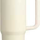 30 oz Tumbler with Handle | Flip Straw Lid | Leakproof Design | Stainless Steel Insulated Cup | Double-Wall Vacuum Insulation for Hot & Cold (Cream)