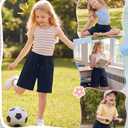 Vinsatin Girls Bermuda Shorts Wide Leg, Navy Blue, 5-6 Years (Blue)