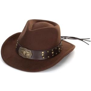 Western-Cowboy Cowgirl-Hat Kids - Vintage-Wide-Brim Felt-Fedora-Hat 3-7 T