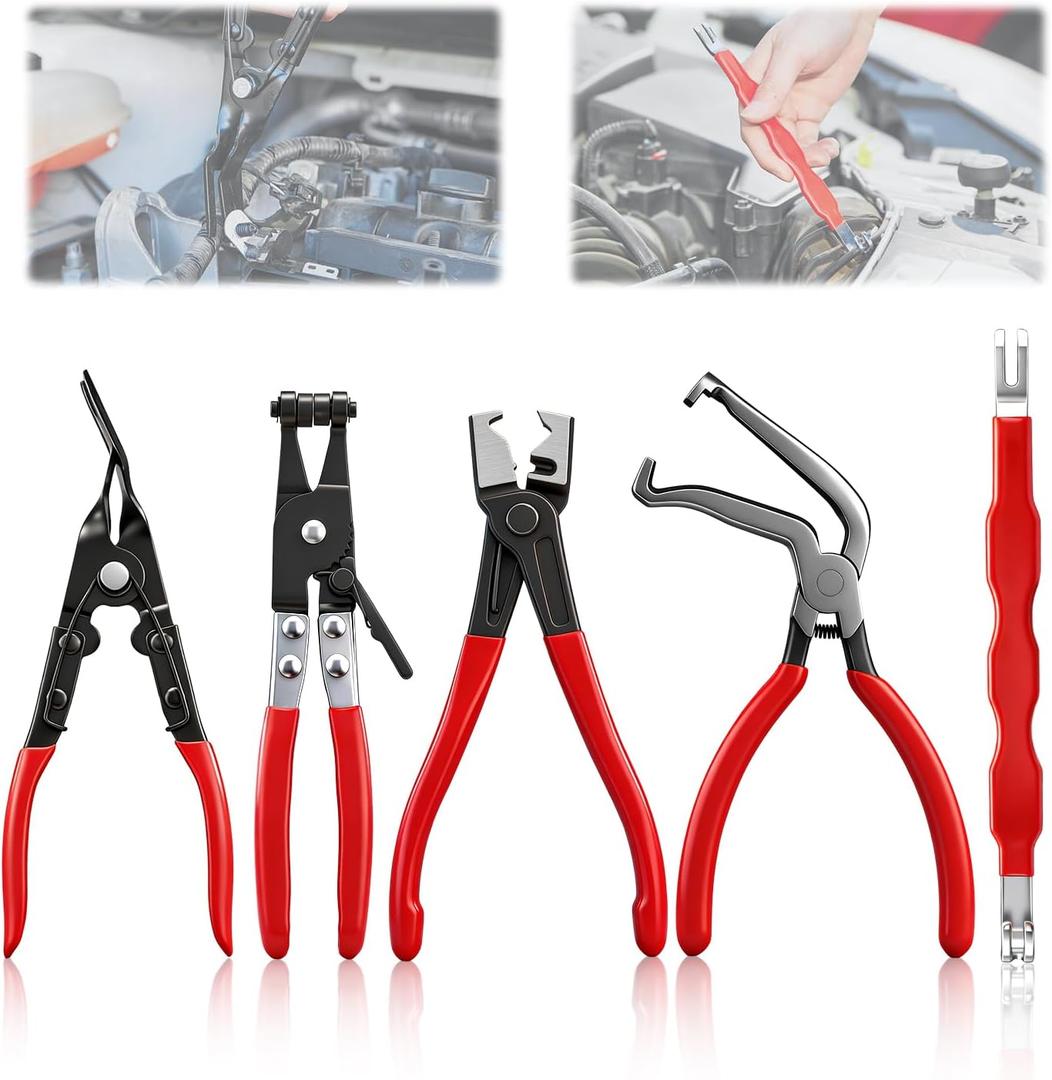 Saker Electrical Disconnect Pliers Electrical Connector Removal Tool  5PCS Automotive Hose Clamp Tool Set for DIY Car Owners, Safe Electrical Connector Removal, Tight Engine Bay Repair & Maintenance