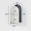 Qeke Stainless Steel Shower Niche 12" X 24", No Tile Needed Arched Niche Double Shelves, Recessed Shower Shelf Arched for Shower Wall, Matte White