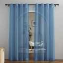 NICETOWN Voile Sheer Stone Blue Curtains 84 Inches Long, Grommet Airy & Lightweight Window Treatment Translucent Elegant Drapes for Living Room/Bedroom, W54 x L84, 2 Panels