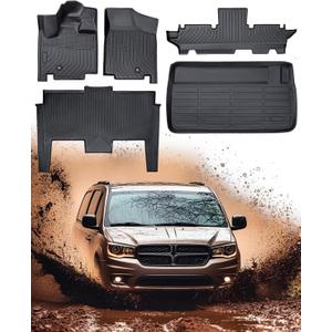 Liner Master® Custom Fit Floor Mats for Dodge Grand Caravan Accessories 7 Seat 2008-2021, 5PCS Full Set All-Weather TPE Automotive Floor Liners & Cargo Mats, Easy Install, Non-Slip and Heavy Duty