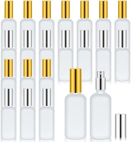 Tessco for you 18 Pcs 3.4 oz/100 ml Glass Spray Bottles Empty Perfume Atomizer Refillable Clear Decorative Empty Bottles with Fine Mist Sprayer Pump for Face Body Travel(Silver, Gold)