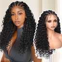 FAVE 136 Lace Front Wig Glueless Braided Wigs with Curly Hair 22 Inch Cornrow Braided Wigs for Black Women Synthetic Curly Wigs With Natural Baby Hair Knotless Braided Wigs for Daily Use 1B