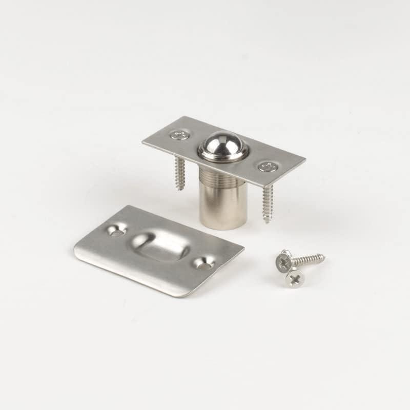 3 x Closet Door Ball Catch Hardware, Brass Catch Adjustable Copper Solid Cast & Spring for French Doors, Black 2 Pack (Silver Tone)