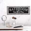 Jetec Buffalo Plaid Bathroom Decor Wooden Vintage Bathroom Wall Sign 13.8 x 5.1 Inch Take Your Time Farmhouse Wall Hanging Plaque Rustic Wood Black Checkered Decor for Restroom Home Door