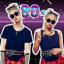 80s Costume Accessories Set for Women, Black Holographic Pack Fishnet Gloves Leg Warmer Lace Headband Cross Jewelry, 1980s Fancy Prom Dress Party Outfit