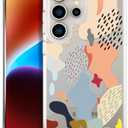Compatible with Samsung Galaxy S24 Ultra Cases with Design, Cute Transparent Designer Phone Case for Women Girls Girly with Heavy Duty Protective Bumper (Clear Abstract Art)