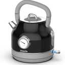 Amaste Electric Kettle, Retro Electric Tea Kettle with Thermometer, 57 Oz Hot Water Kettle for Coffee & Tea, 304 Stainless Steel, 1500W Fast Boiling, Auto Shut-Off & Boil Dry Protection, Black