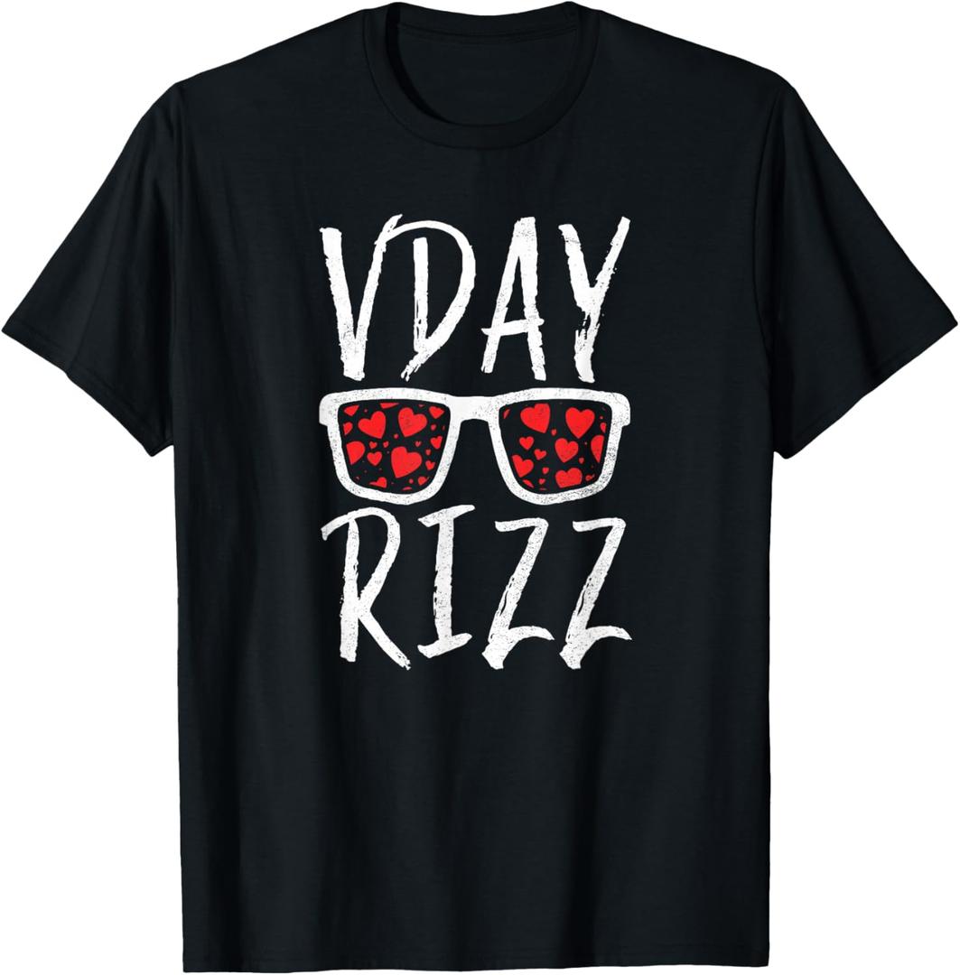 Funny VDay Rizz Valentine's Day Charisma Red Love Hearts T-Shirt XL