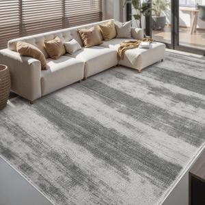 Simple Modern Vintage, Area Rug Machine Washable, Soft Floor Carpet Non Slip Non for Living Room Bedroom Home Decor Aesthetic (gray/6x9) (Grey)