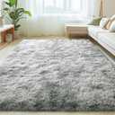 Mugorn 6x9 Rugs for Living Room, Large Fluffy Area Rugs for Bedroom, Soft Carpet Shag Kids Room Rug, Non-Slip Fuzzy Rugs Indoor (Grey Tie-Dyed, 6ft x 9ft)