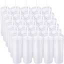 Pack of 30 Skinny Tumbler with Lids and Straws 16 oz Matte Colored Acrylic Tumblers Double Wall Plastic Tumbler Cups Skinny Travel Cup Reusable Cup for Parties Birthday Home Office (White)