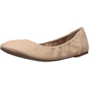 Amazon Essentials Women's Belice Slip On Ballet Flat (9.5, Beige Faux Leather)