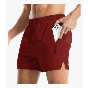 Aolesy Men's Gym Shorts Linerless & Liner - 5" Quick Dry Workout Running Shorts with Zip Pockets Sports Athletic Shorts Red L